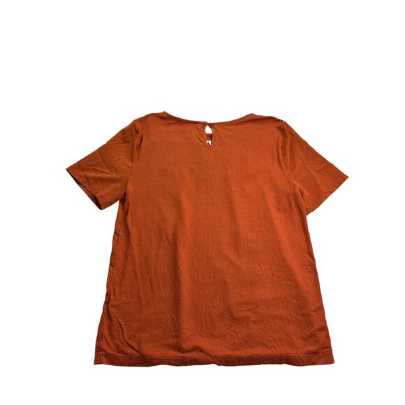 M&S Collection Marks & Spencer Top UK 10 US 8 Orange Copper Crochet Fringe Bib - Picture 3 of 6